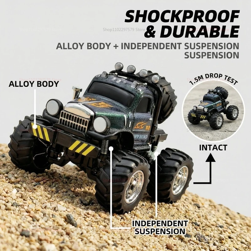 Mini Caminhão Monstro RC 4x4 Resistente para Todos os Terrenos, Escala 1/64, Carroceria de Liga Metálica, Controle Remoto de Bolso 2.4G, Presente de Aniversário para Meninos, Brinquedo de Mesa
Mini RC Monster Truck 4WD-All-Terrain Tough 1/64 Scale Alloy Shell Car Pocket 2.4G Remote Control Birthday Gift Boys Desktop Toy - Imagem 4