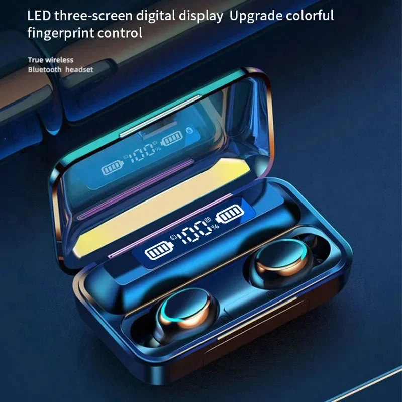 Fones de ouvido sem fio F9 com visor LED, tecnologia TWS binaural, Bluetooth, à prova d'água e com redução de ruído.
F9 Wireless Earphones LED Dislpaly Binaural TWS Wireless Bluetooth Headset Waterproof Noise Reduction Bluetooth Headphones - Imagem 11