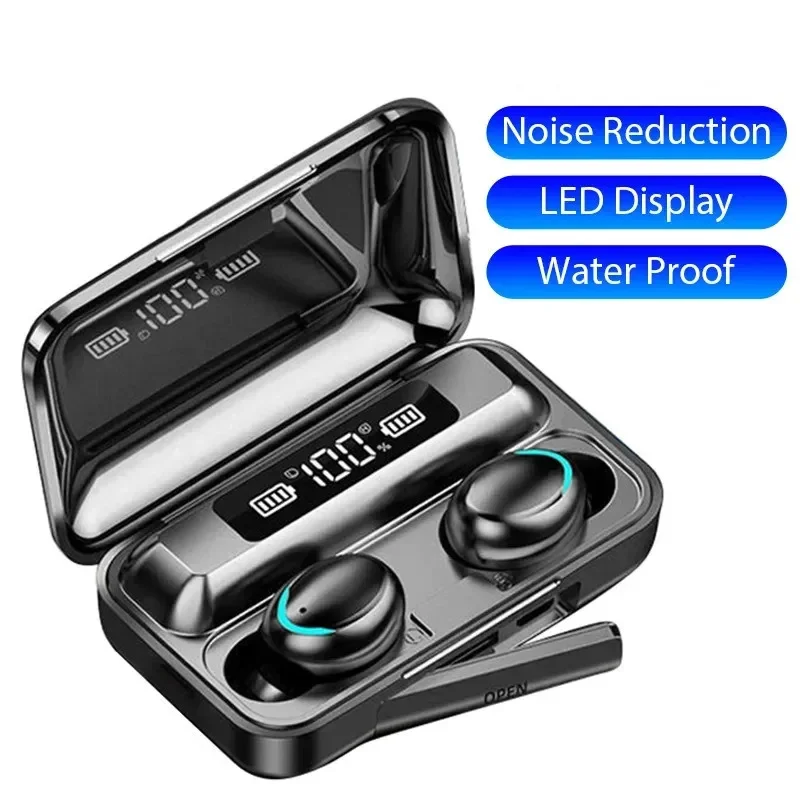Fones de ouvido sem fio F9 com visor LED, tecnologia TWS binaural, Bluetooth, à prova d'água e com redução de ruído.
F9 Wireless Earphones LED Dislpaly Binaural TWS Wireless Bluetooth Headset Waterproof Noise Reduction Bluetooth Headphones