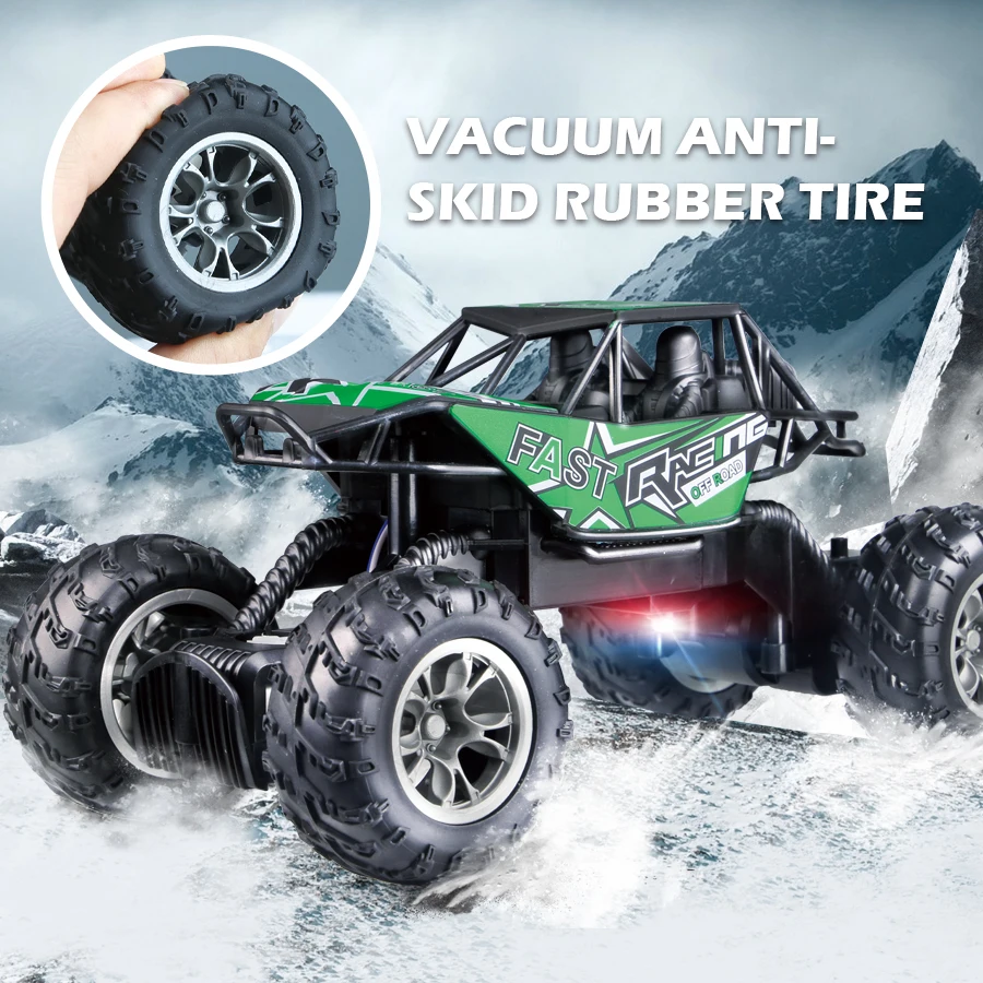 Carrinho de controle remoto com 4 posições, luzes, pneus de borracha antiderrapantes, modelo de brinquedo para escalada off-road para crianças e meninos.
4-Way Remote Control Car with Lights, Anti-Slip Rubber Tires, Outdoor Off-Road Climbing Toy Car Model for Kidsren and Boys - Imagem 3