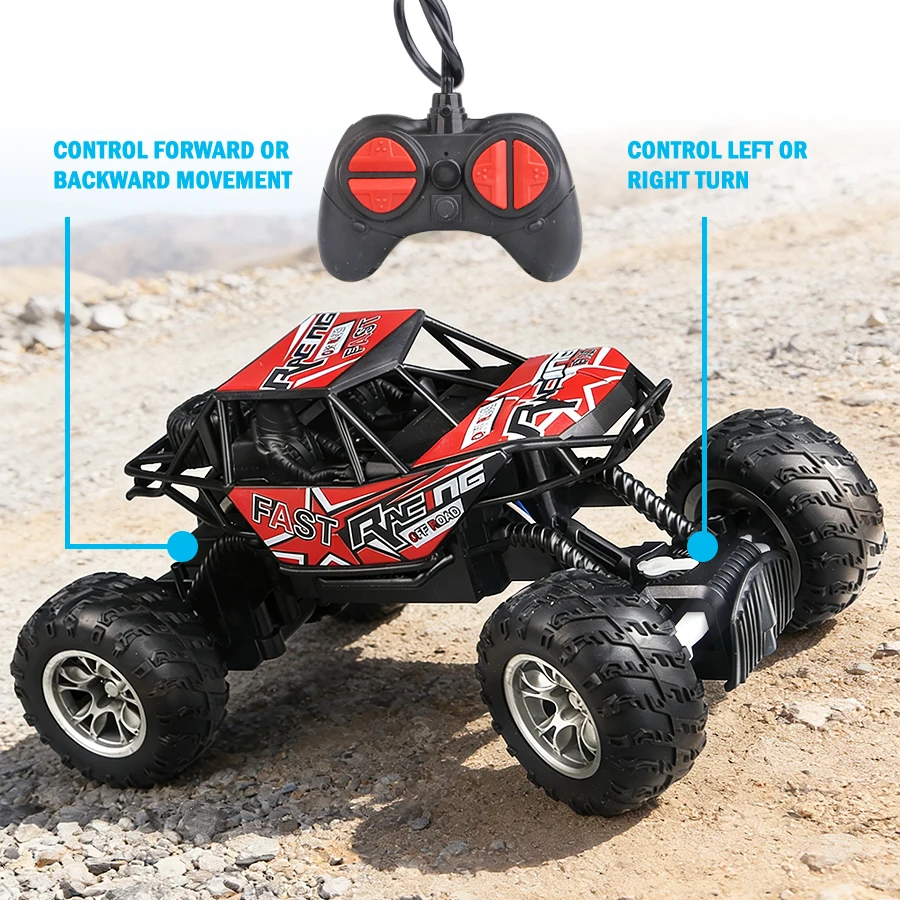 Carrinho de controle remoto com 4 posições, luzes, pneus de borracha antiderrapantes, modelo de brinquedo para escalada off-road para crianças e meninos.
4-Way Remote Control Car with Lights, Anti-Slip Rubber Tires, Outdoor Off-Road Climbing Toy Car Model for Kidsren and Boys - Imagem 2