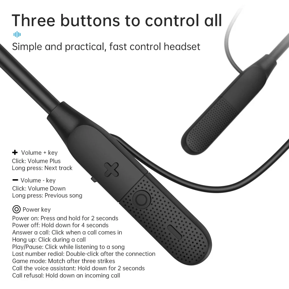 Fone de ouvido esportivo Bluetooth EARDECO 6.0, fone de ouvido com graves potentes, fones de ouvido sem fio com microfone, fone de ouvido estéreo com faixa para pescoço, fones de ouvido Hi-Fi
EARDECO Bluetooth Sport Headphone 6.0 Fone De Ouvido Bass Wireless Headphones with Mic Earphone Stereo Nec - Imagem 6