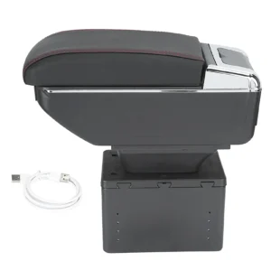 Caixa organizadora universal para apoio de braço do console central do carro, ajustável e com interface USB.
Universal Car Center Console Armrest Box Container Adjustable with USB Interface