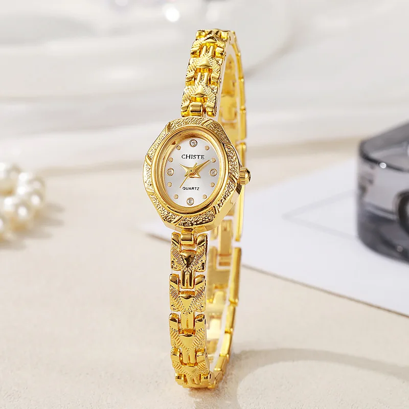 Relógio de pulso feminino de luxo com pulseira dourada, relógio de quartzo de alta qualidade, relógio feminino da moda, relógio feminino, relógio feminino, relógio feminino
High Quality Luxury Quartz Watch Gold Bracelet Wristwatch Women Watches Fashion Female Clock Reloj Mujer Relógio Feminino - Imagem 4